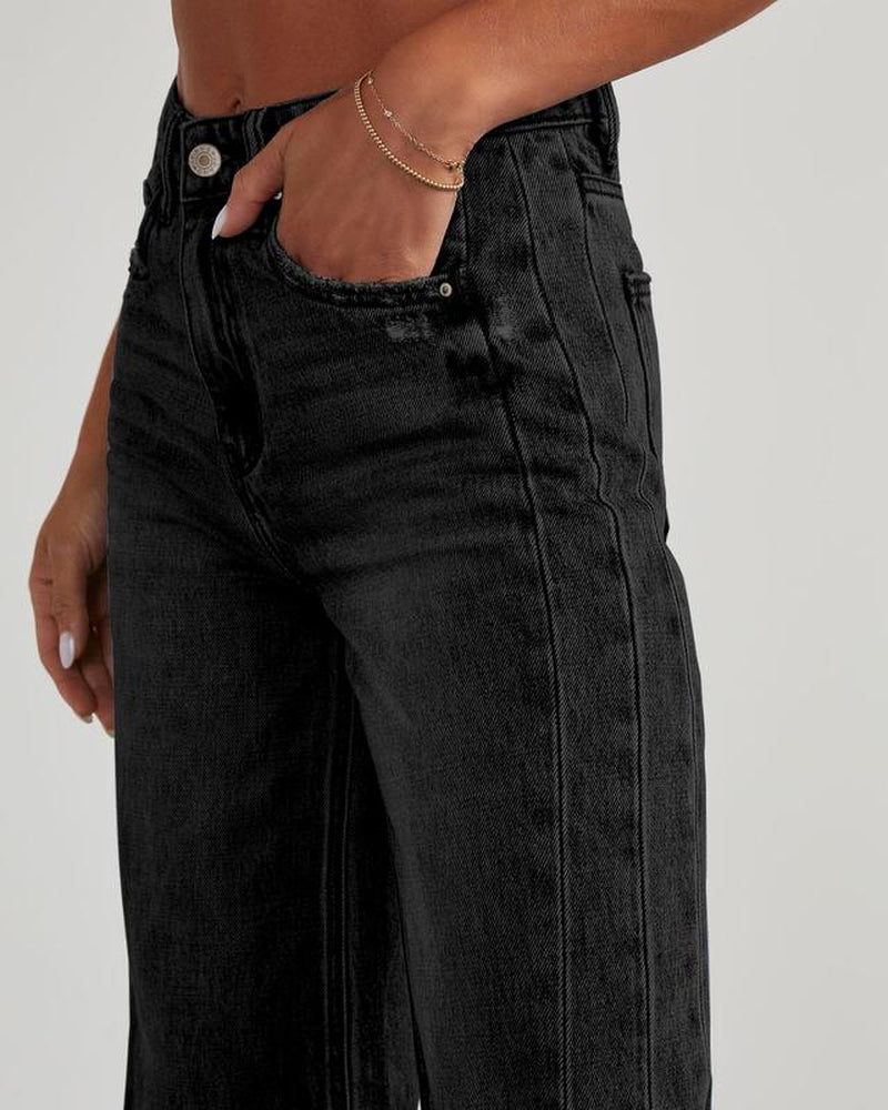 Womens Casual Baggy High Waisted Stretch Denim Pants Wide Leg Jeans(2 Or3 or More Fs)